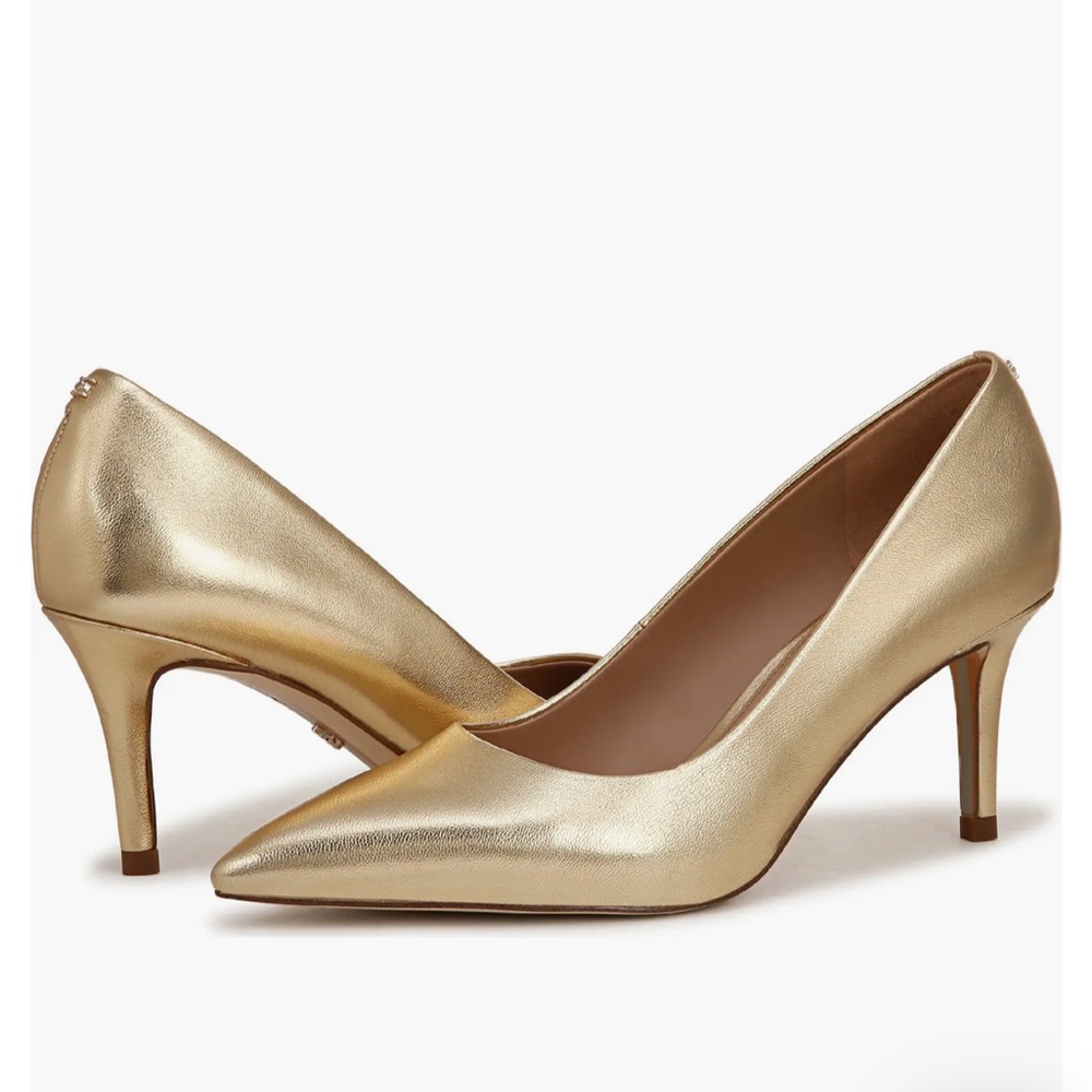 Sam Edelman Vienna Gold Leather Pointed Toe Pump